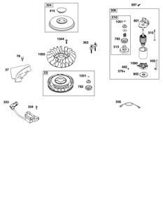 Flywheel, Ignition, And Starter Group Diagram and Parts List for 31R777-0066-G1 200000 - 399999 Briggs and Stratton Engine
